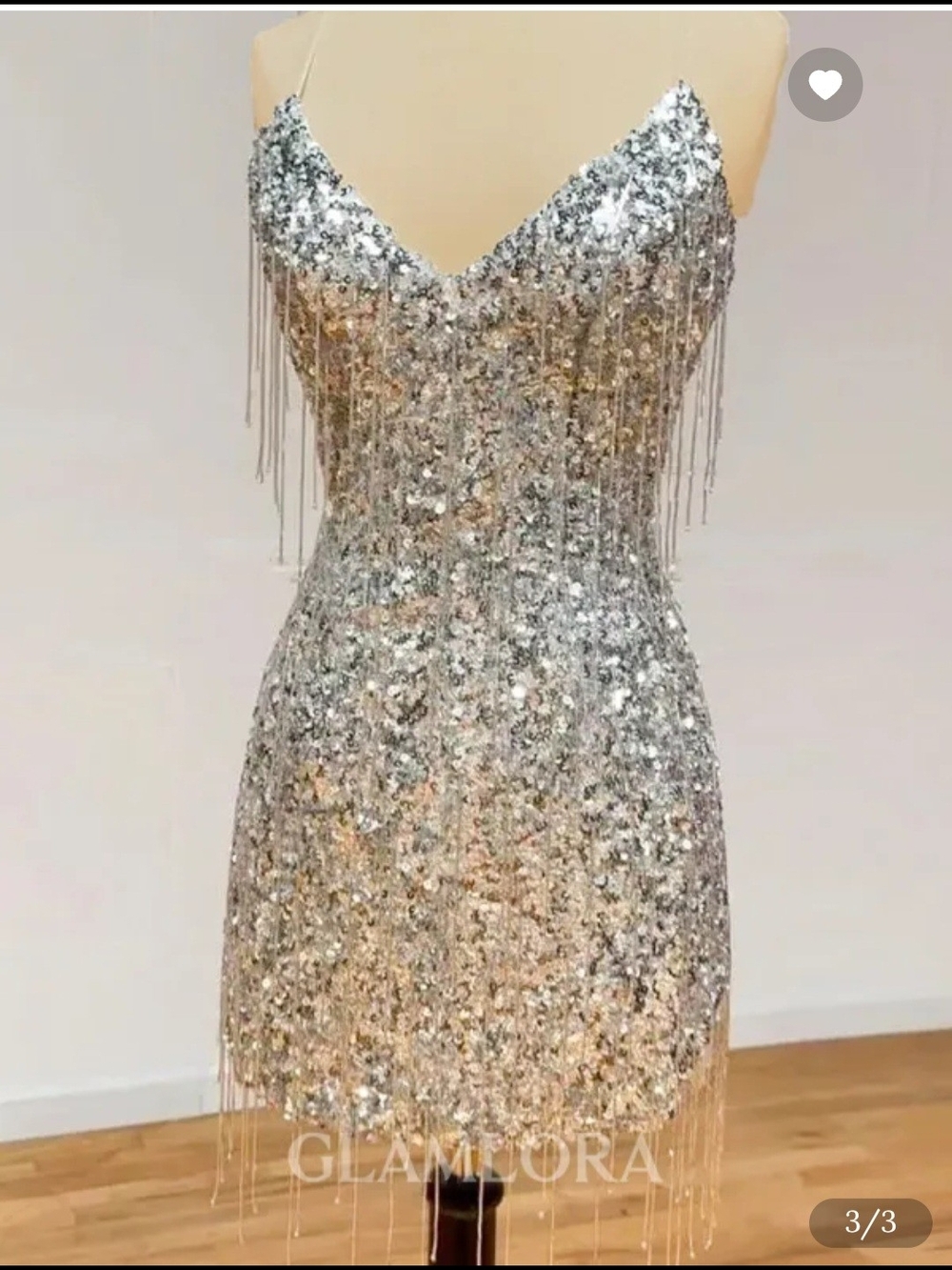 Stunning Silver Sequin Fringe Mini Dress~Homecoming
